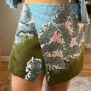 Topshop Skort Floral Print Blue‎ Green Pink Women's Size 10